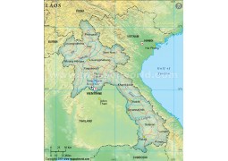 Laos Political Map, Dark Green - Digital File