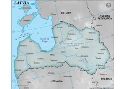 Latvia Physical Map, Gray - Digital File