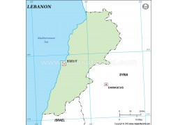 Lebanon Outline Map, Green - Digital File
