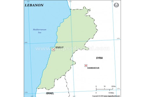 Lebanon Outline Map, Green