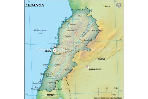 Lebanon Political Map, Dark Green
