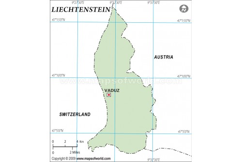 Liechtenstein Outline Map in Green Color