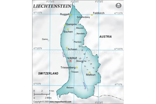 Liechtenstein Physical Map in Gray Background