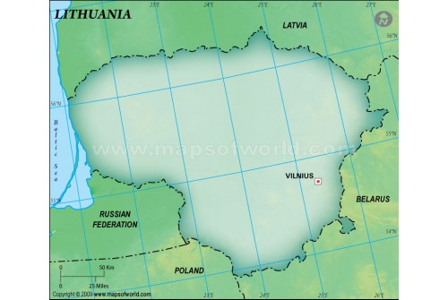 Lithuania Blank Map, Dark Green