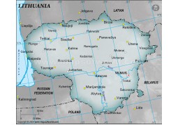 Lithuania Map with Cities in Gray Color - Digital File
