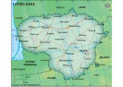 Lithuania Political Map, Dark Green - Digital File