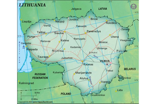 Lithuania Political Map, Dark Green