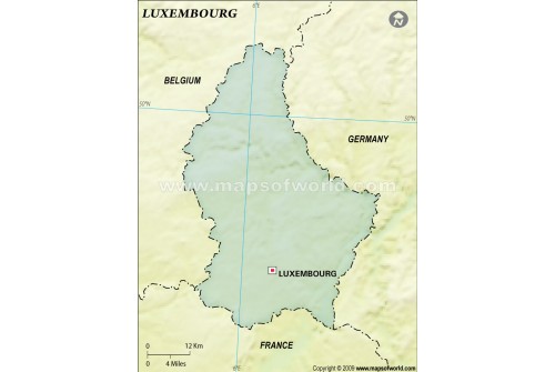 Luxembourg Blank Map, Dark Green