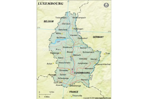 Luxembourg Political Map, Dark Green