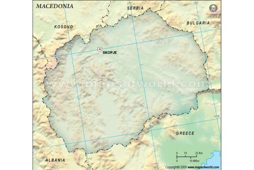 Macedonia Blank Map, Dark Green