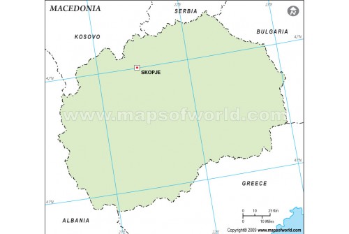 Macedonia Outline Map, Green