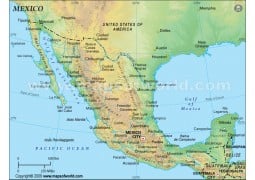 Mexico Physical Map (Green Background) - Digital File