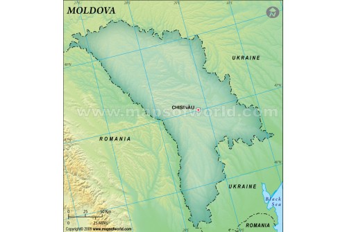 Moldova Blank Map, Dark Green