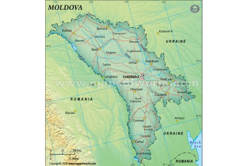 Moldova Political Map, Dark Green