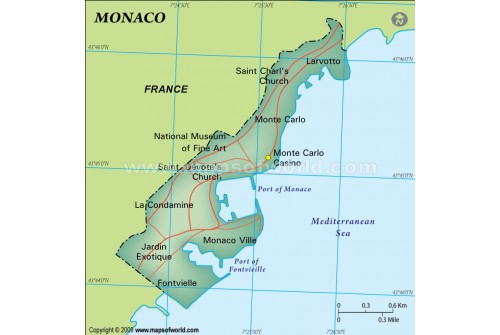 Monaco Map, Dark Green
