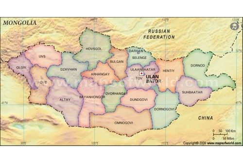 Mongolia States Map