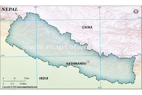 Nepal Blank Map, Dark Green 