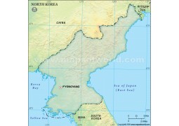 North Korea Blank Map in Dark Green Background - Digital File