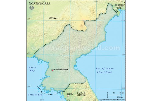 North Korea Blank Map in Dark Green Background