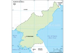 North Korea Outline Map in Green Color - Digital File