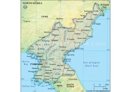North Korea Political Map, Dark Green - Digital File