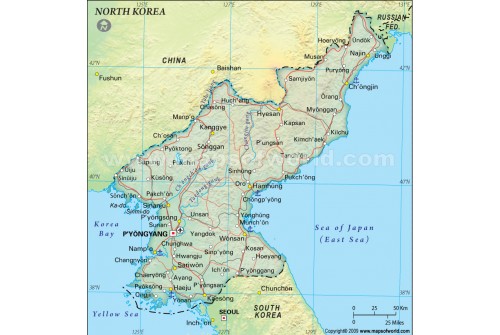 North Korea Political Map, Dark Green