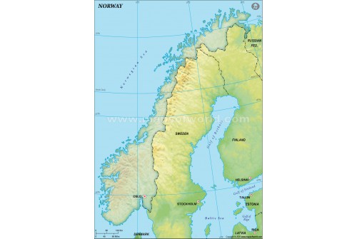 Norway Blank Map in Green Background
