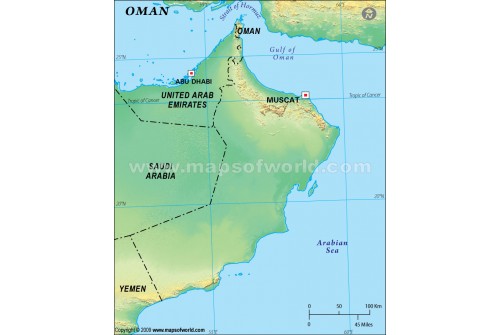 Oman Blank Map, Green