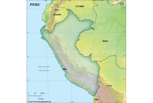 Peru Blank Map, Dark Green 