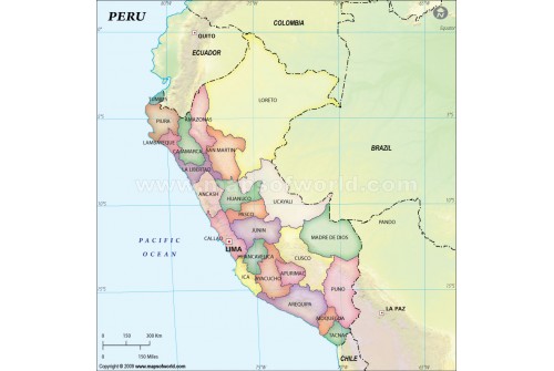 Peru Political Map with States