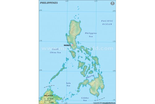 Philippines Blank Map, Dark Green 