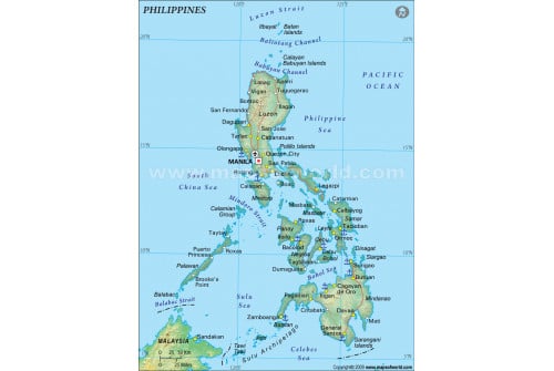 Philippines Political Map, Dark Green 