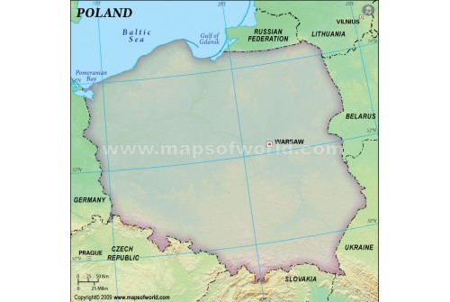 Poland Blank Map in Green Background