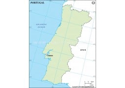 Portugal Outline Map, Green  - Digital File