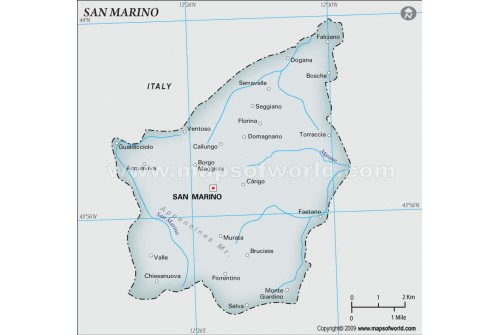 San Marino Map, Gray