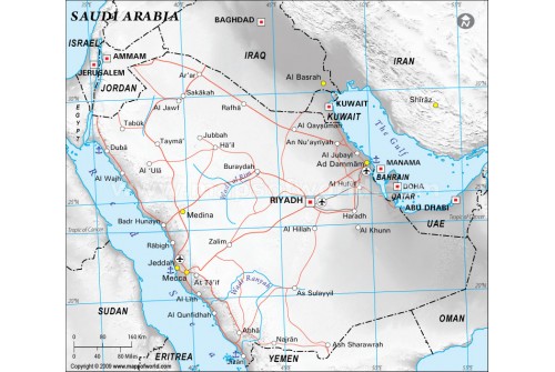 Saudi Arabia Political Map in Gray Color