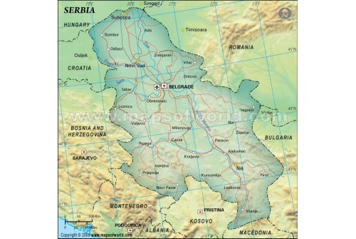 Serbia Political Map, Dark Green