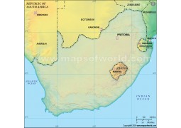South Africa Blank Map in Dark Green Background - Digital File