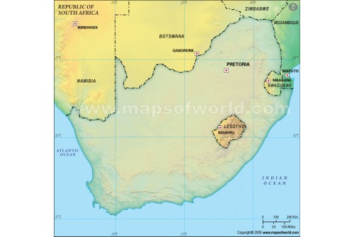 South Africa Blank Map in Dark Green Background