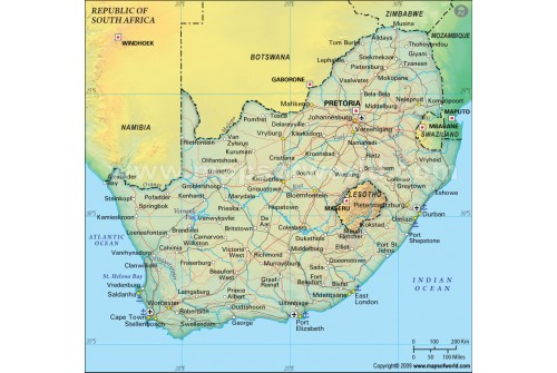 South Africa Political Map, Dark Green