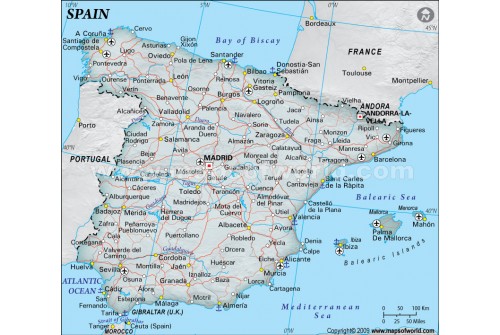 Spain Political Map, Green 