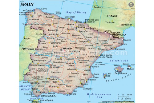 Spain Political Map, Dark Green