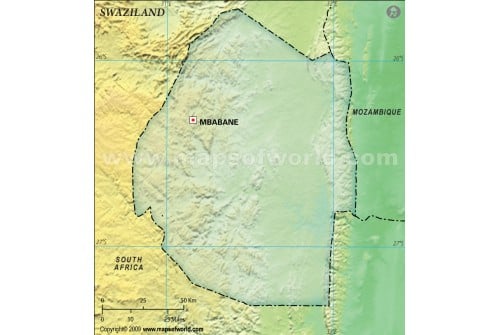 Swaziland Blank Map in Dark Green Color