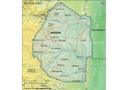 Swaziland Political Map in Dark Green Background - Digital File