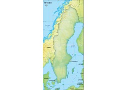 Sweden Blank Map, Dark Green  - Digital File