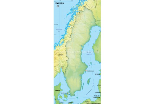 Sweden Blank Map, Dark Green 
