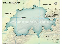 Switzerland Blank Map, Dark Green Background