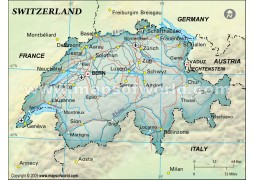 Switzerland Political Map, Dark Green Color - Digital File
