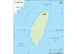 Taiwan Outline Map, Green  - Digital File