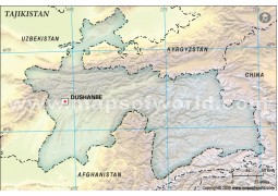 Tajikistan Blank Map, Dark Green  - Digital File